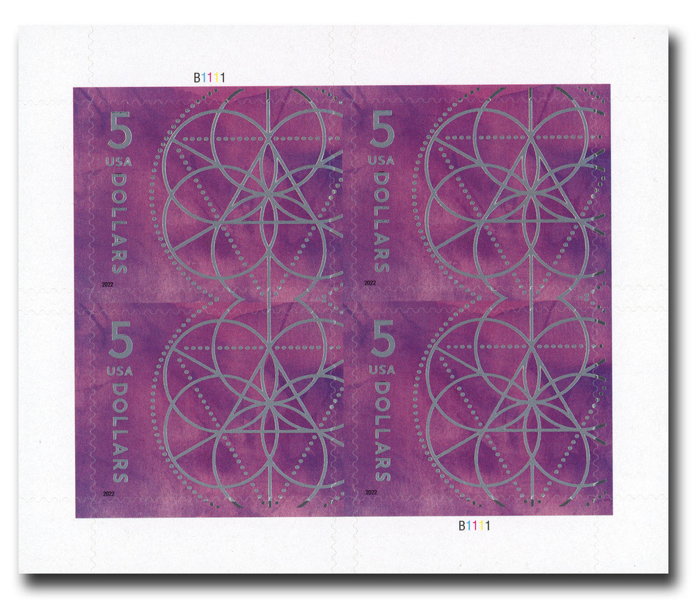 5701 - 2022 $5 Floral Geometry - Purple - Mystic Stamp Company