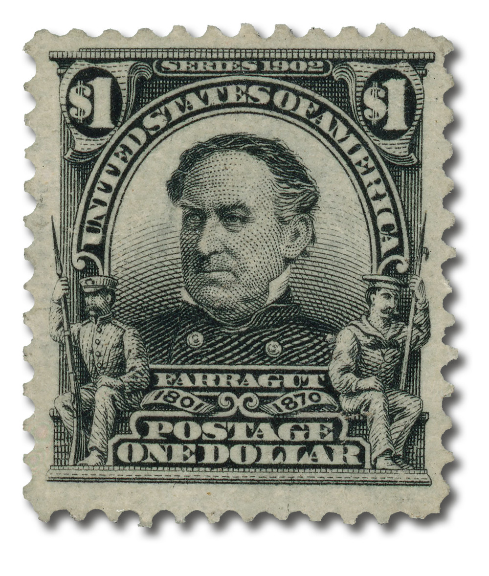 311 - 1903 $1 David G. Farragut, Black, Double Line Watermark