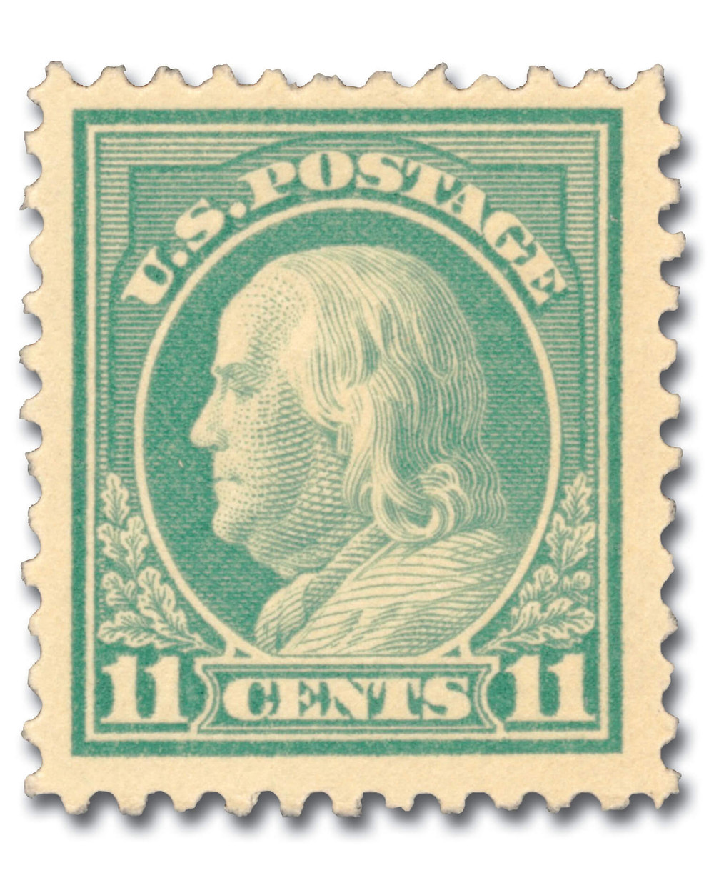 511 - 1917 11c Franklin, Light Green, Unwatermarked, Perf. 11