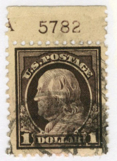 戸部官票　拾両銀票　美品 518 - 1917 $1 Franklin, Violet Brown, Unwatermarked, Perf. 11
