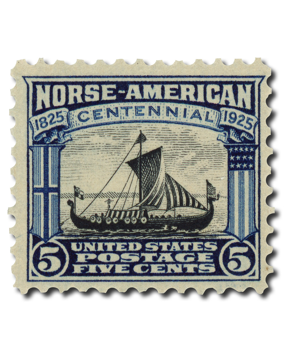 621 - 1925 5c Viking Ship, Dark Blue & Black - Mystic Stamp Company