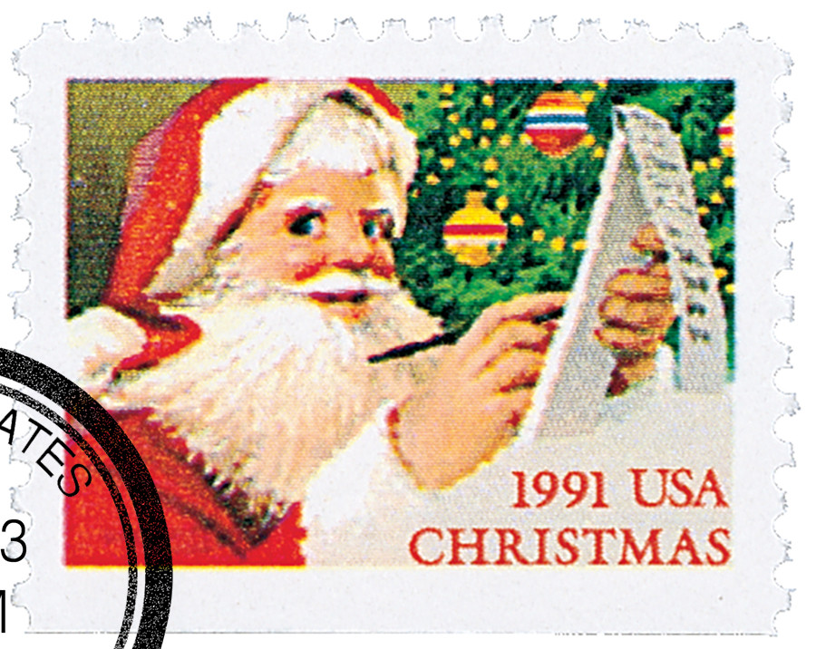 2582 - 1991 29c Santa Checking His List - Mystic Stamp Company
