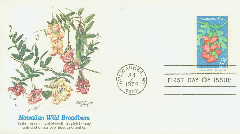 1784 - 1979 15c Endangered Flora: Hawaiian Wild Broadbean - Mystic