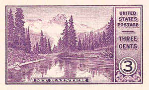 750a - 1934 3c Mt Rainier, Washington, Purple, Single from