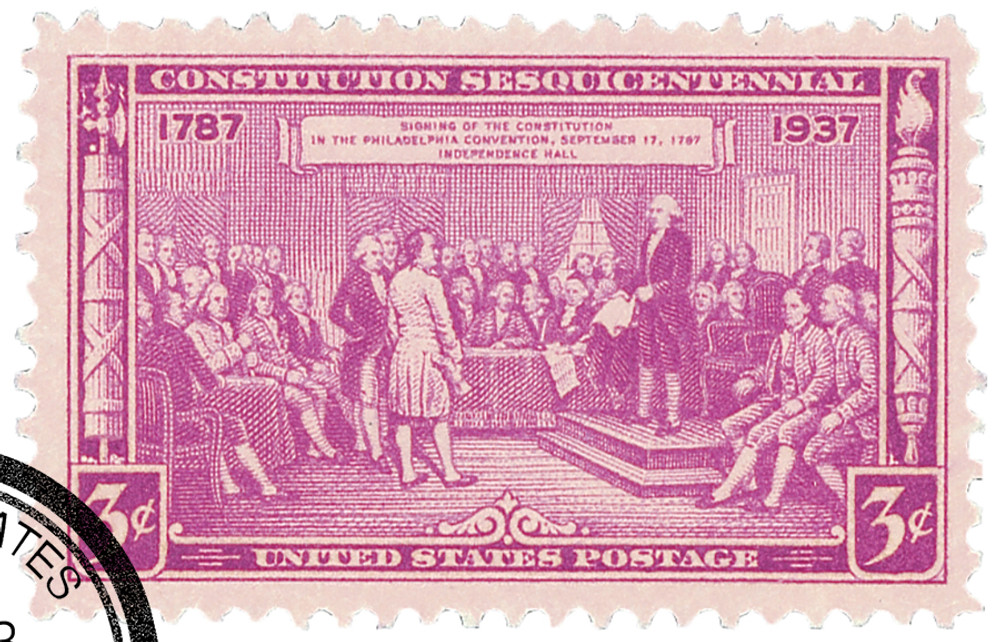 798 - 1937 3c Constitution Sesquicentennial, Bright Reddish