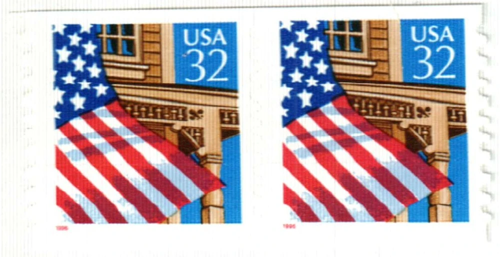 2915A - 1996 32c Flag Over Porch, Red Date, Coil - Mystic Stamp