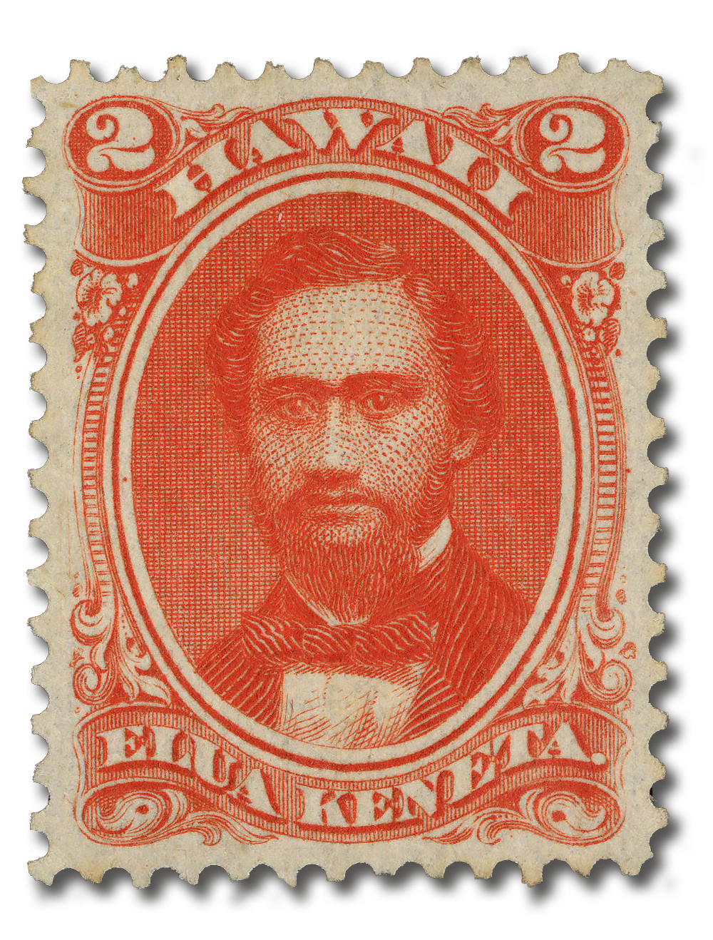 H31 - 1864 2c King Kamehameha IV, Rose Vermilion, Hawaii - Mystic