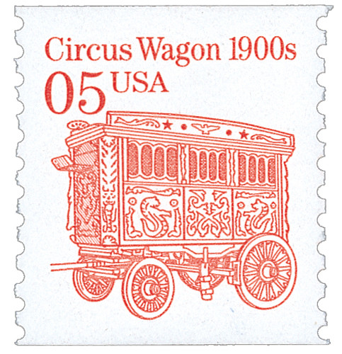 2452B - 1992 5c Transportation Series: 1900s Circus Wagon, White