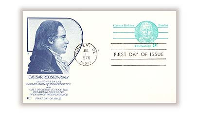 UX70 - 1976 9c Postal Card - Caesar Rodney - Mystic Stamp Company
