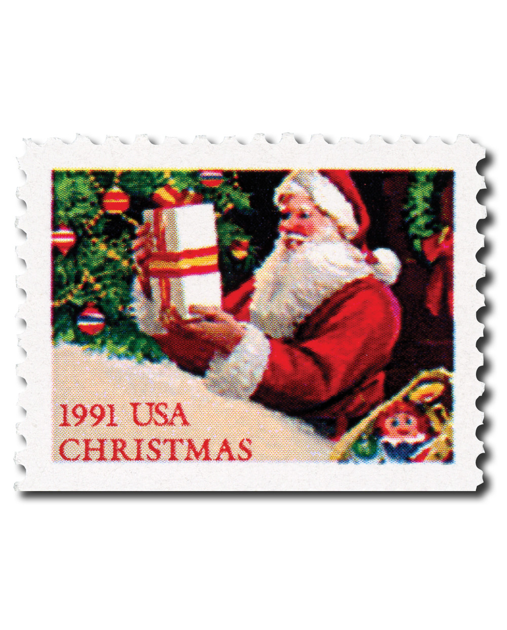 2583 - 1991 29c Santa with Present - Mystic Stamp Company