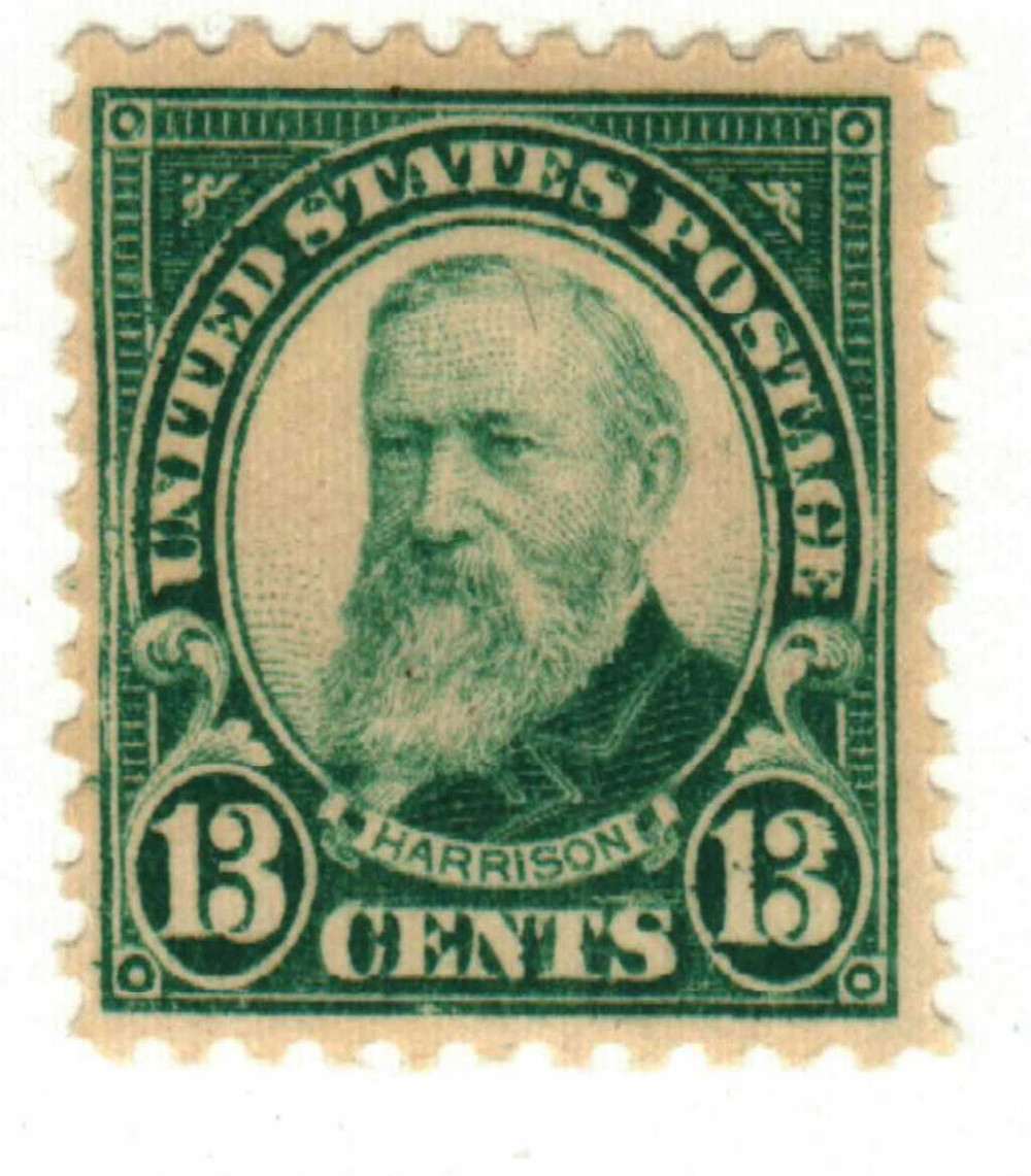622 - 1926 13c Benjamin Harrison, Green, Perf. 11 - Mystic Stamp
