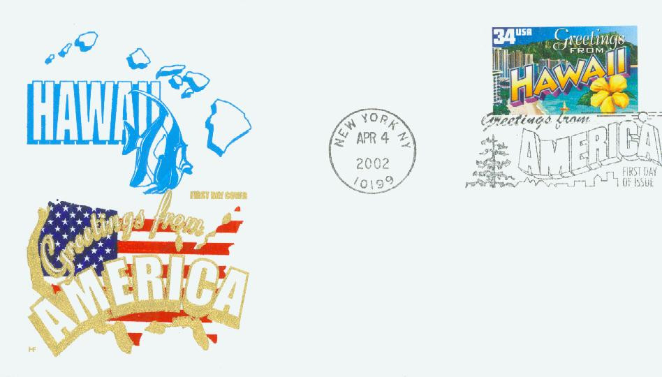 HAWAIIAN SEALS様 リクエスト 5点 まとめ商品 3571 - 2002 34c Greetings From America: Hawaii - Mystic Stamp Company