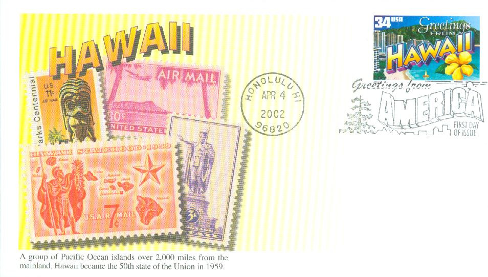 3571 - 2002 34c Greetings From America: Hawaii - Mystic Stamp Company