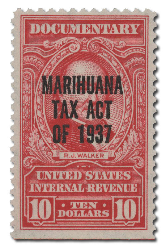 RJM7 - 1962 $10 Marihuana Tax, Carmine - Mystic Stamp Company