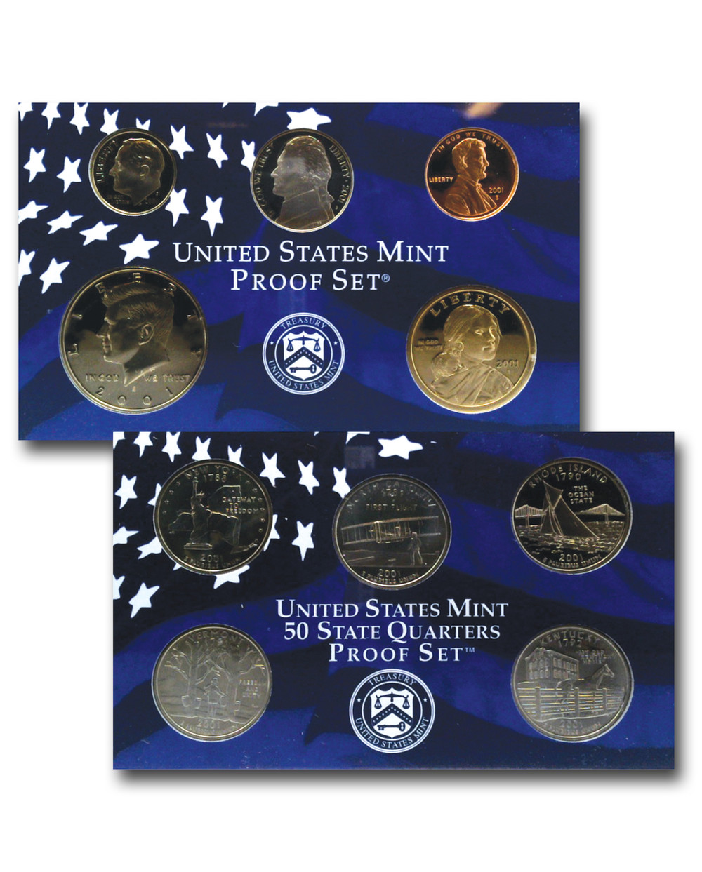 アメリカ　コイン　mint proof set 2001 2002 2003 CN2001P - 2001 United States Mint Proof Set, San Francisco