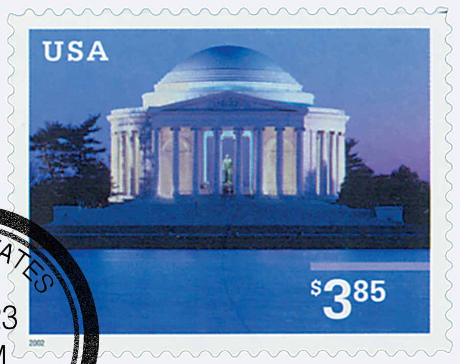 3647 - 2002 $3.85 Jefferson Memorial, Priority Mail - Mystic Stamp