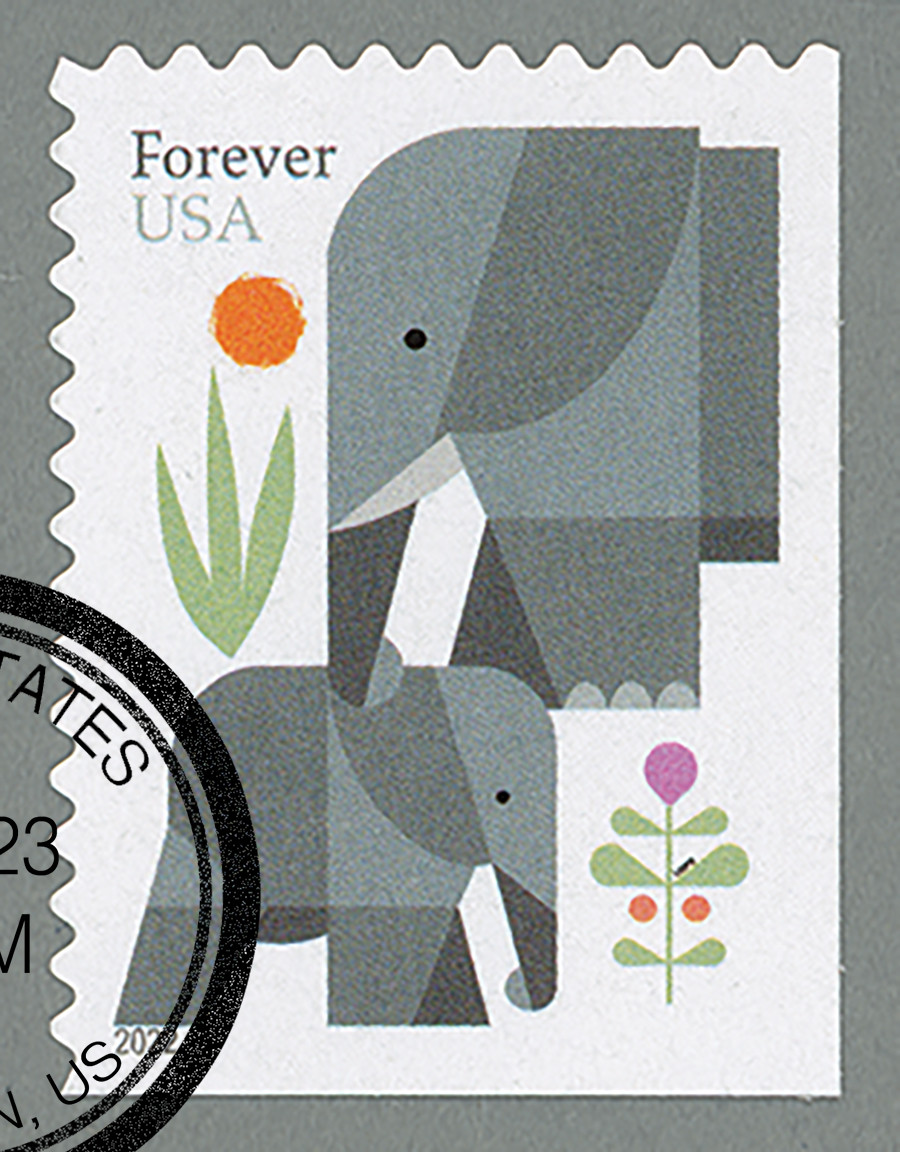 5714 - 2022 First-Class Forever Stamp - Elephants - Mystic Stamp