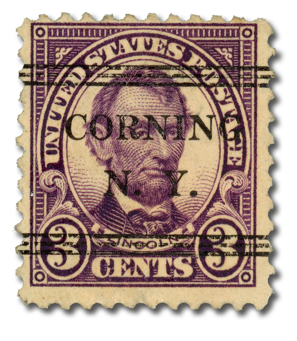 555 - 1923 3c Abraham Lincoln, Violet, Perf. 11 - Mystic Stamp Company