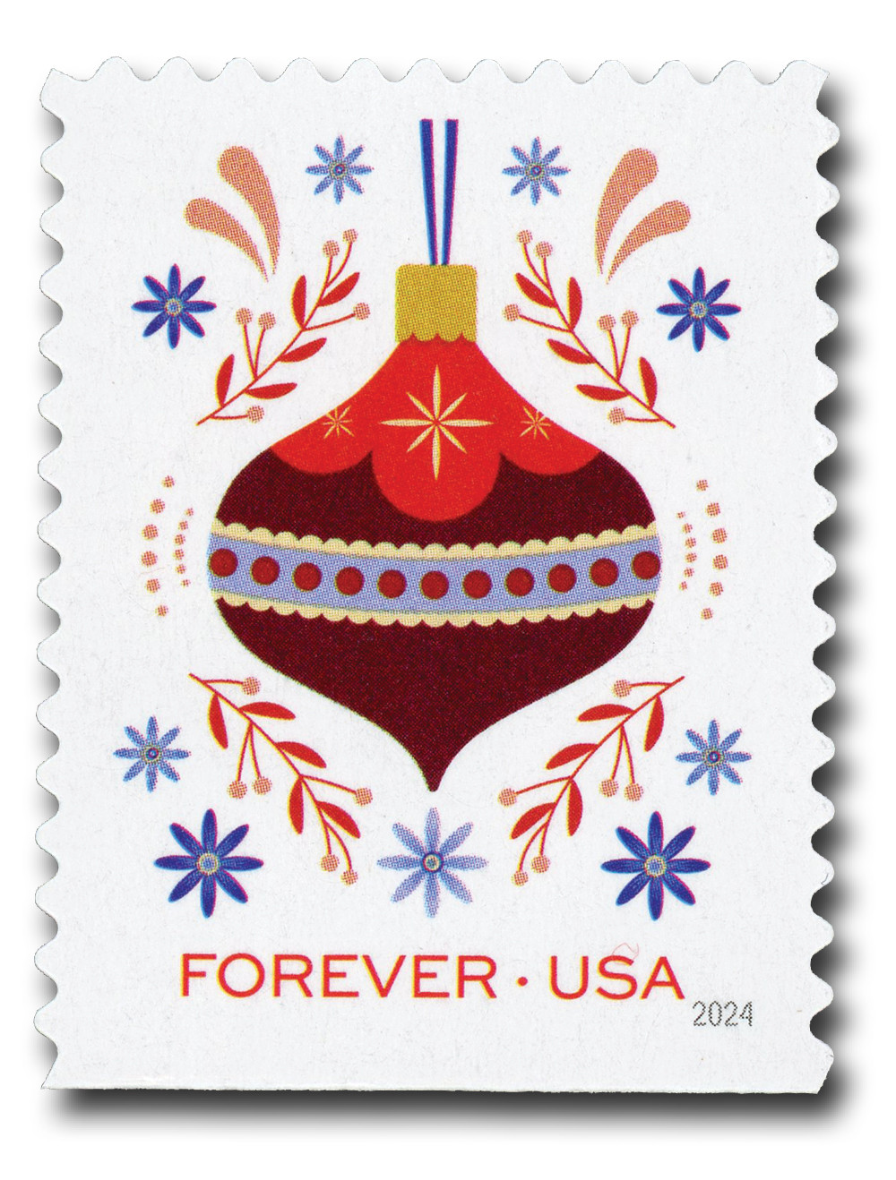 5942 - 2024 First-Class Forever Stamp - Holiday Joy: Red Ornament