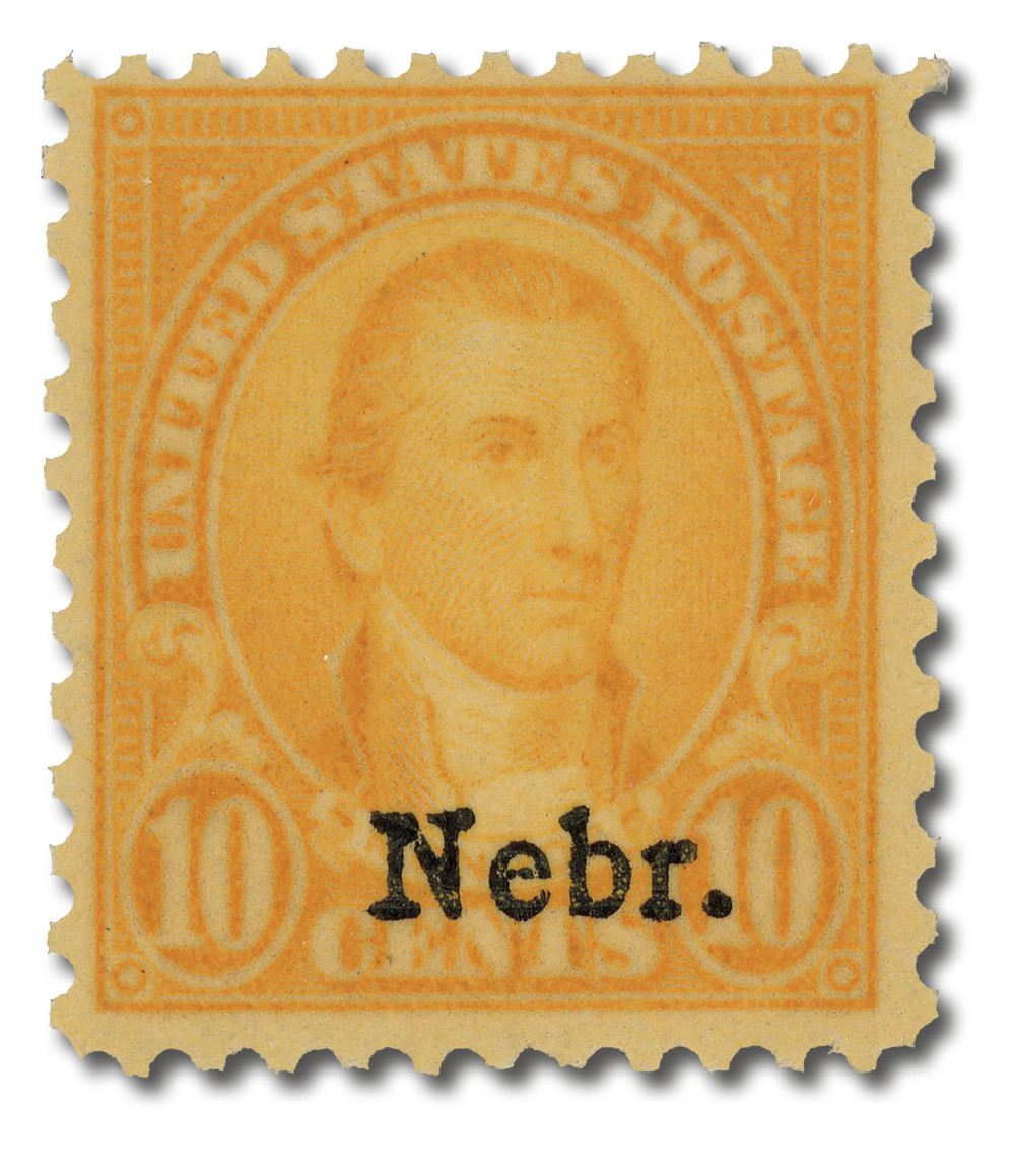 679 - 1929 10c James Monroe, Orange Yellow, Nebraska Overprint