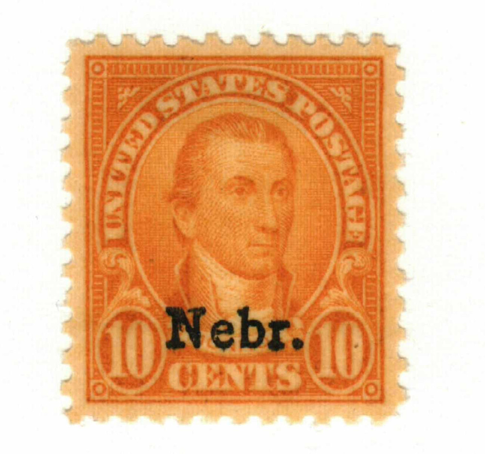 679 - 1929 10c James Monroe, Orange Yellow, Nebraska Overprint