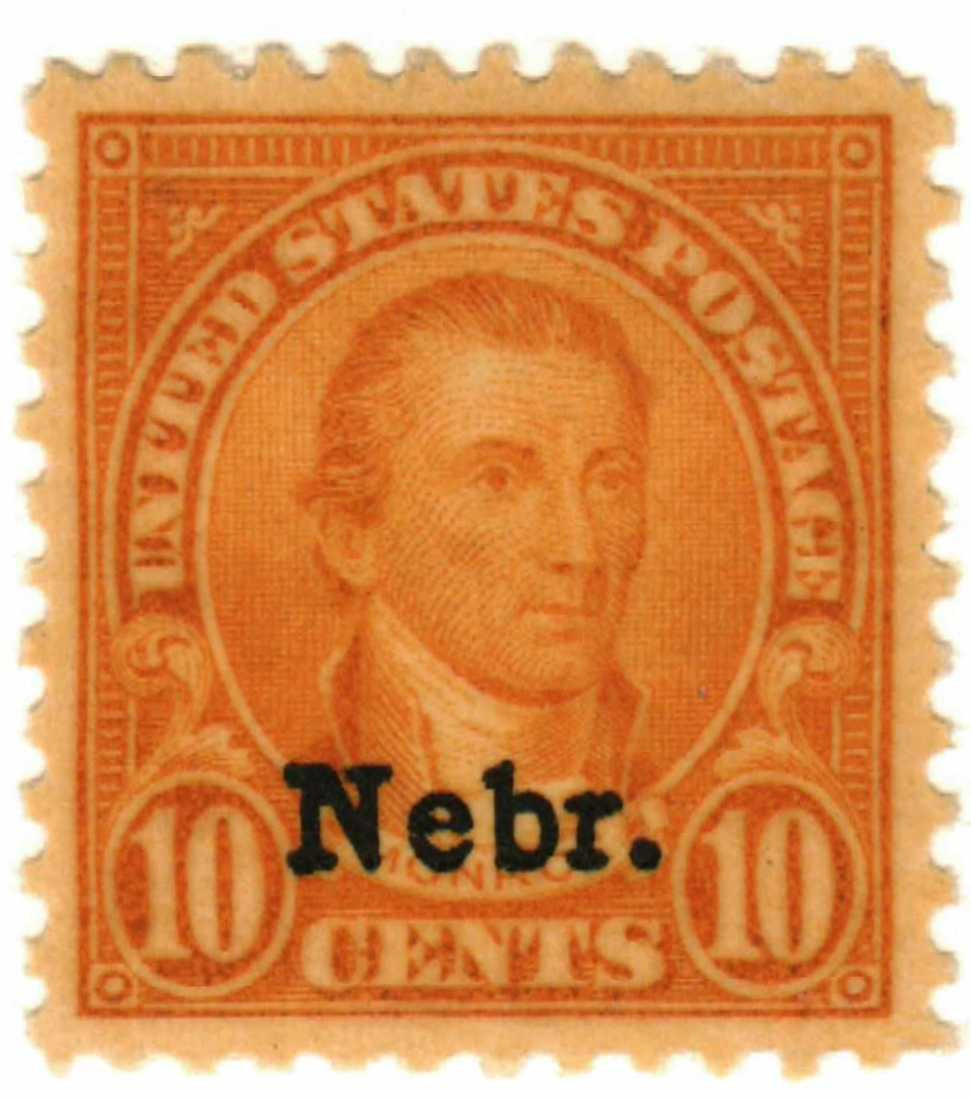 679 - 1929 10c James Monroe, Orange Yellow, Nebraska Overprint