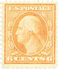 379 - 1911 6c Washington, Red Orange, Single Line Watermark, Perf