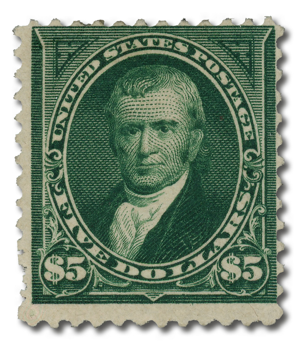 263 - 1894 $5 John Marshall, Dark Green, Unwatermarked, Perf. 12