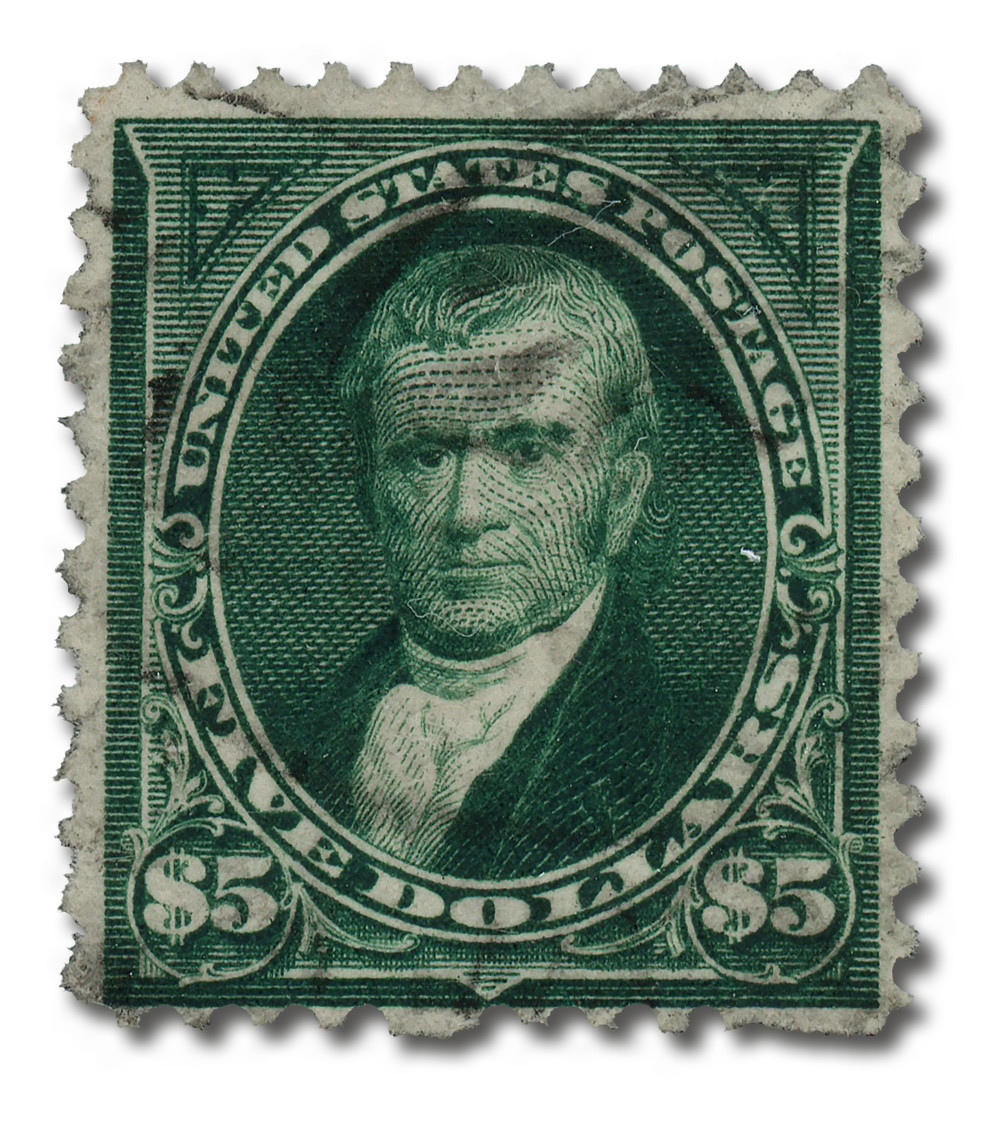 263 - 1894 $5 John Marshall, Dark Green, Unwatermarked, Perf. 12