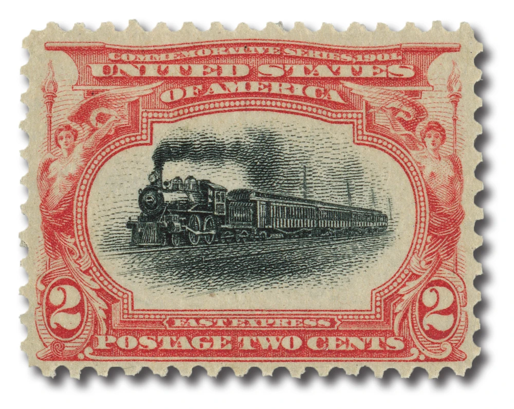 295 - 1901 2c Empire State Express, Carmine & Black - Mystic Stamp