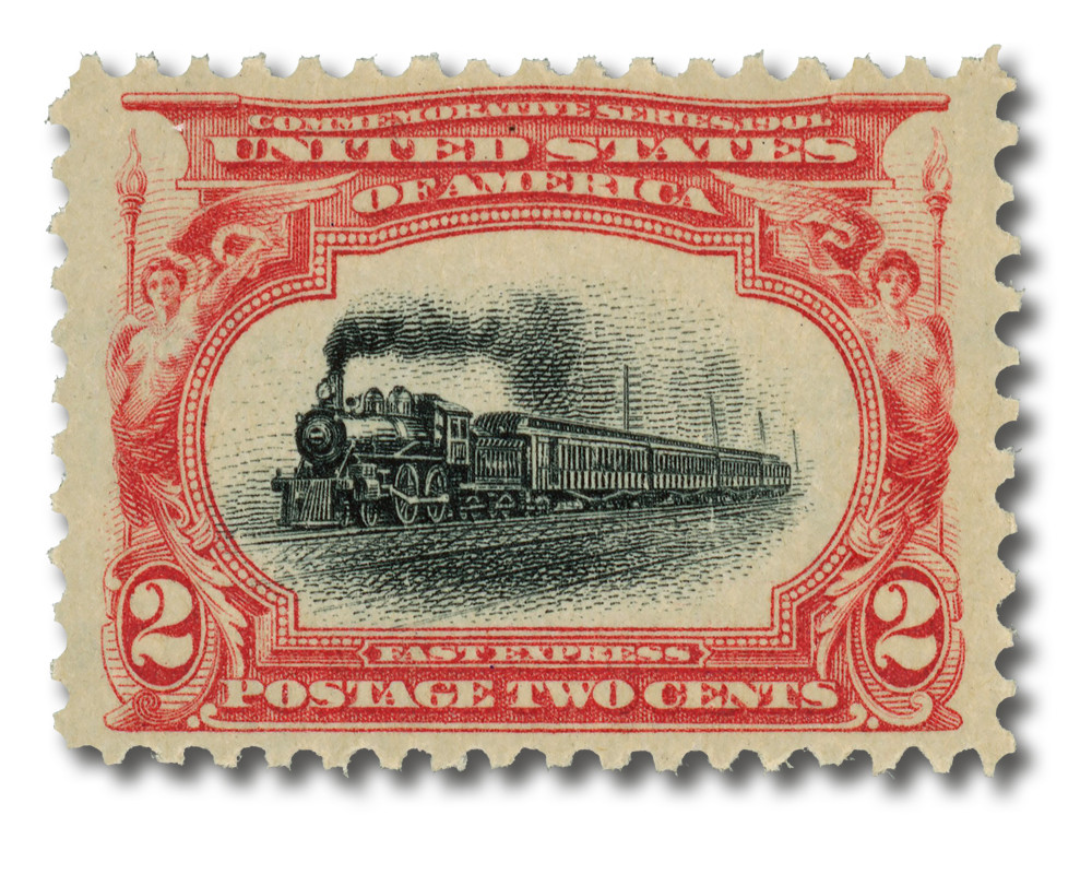 295 - 1901 2c Empire State Express, Carmine & Black - Mystic Stamp
