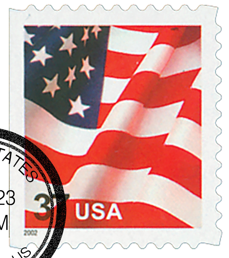 3635 - 2002 37c US Flag, Perf 11.25 - Mystic Stamp Company