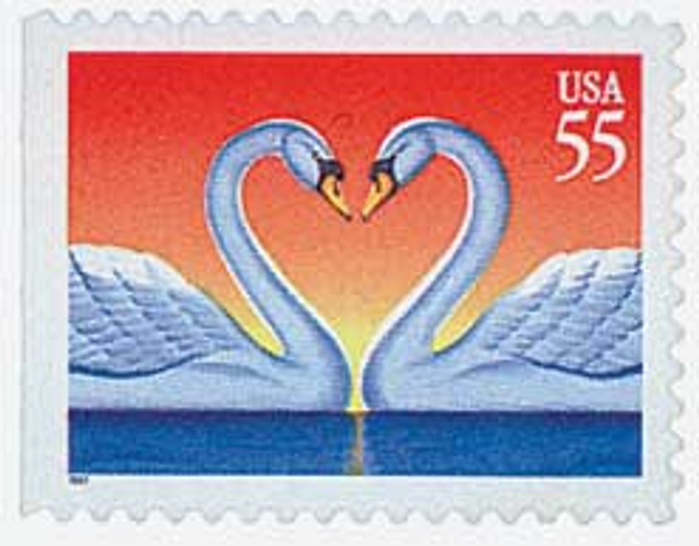 3124 - 1997 55c Love Series: Swans - Mystic Stamp Company