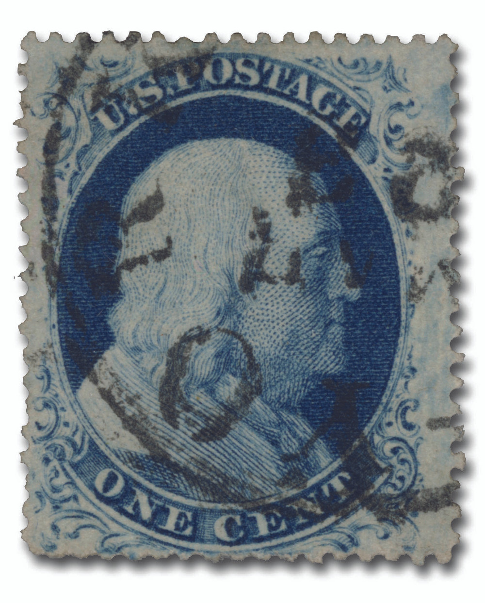 Franklin 様 Franklin 様 US Stamp 1857, Sc A20, #24, 1c blue Franklin, Type V, used