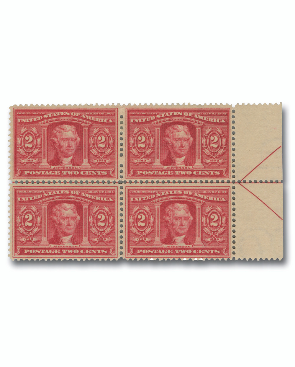 324 - 1904 2c Thomas Jefferson, Carmine - Mystic Stamp Company