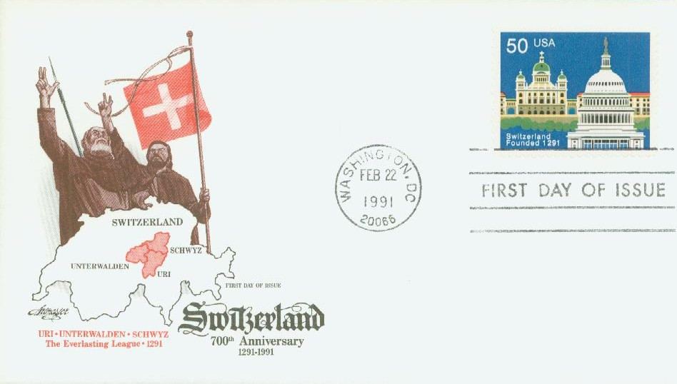 2532 - 1991 50c Switzerland - Mystic Stamp Company
