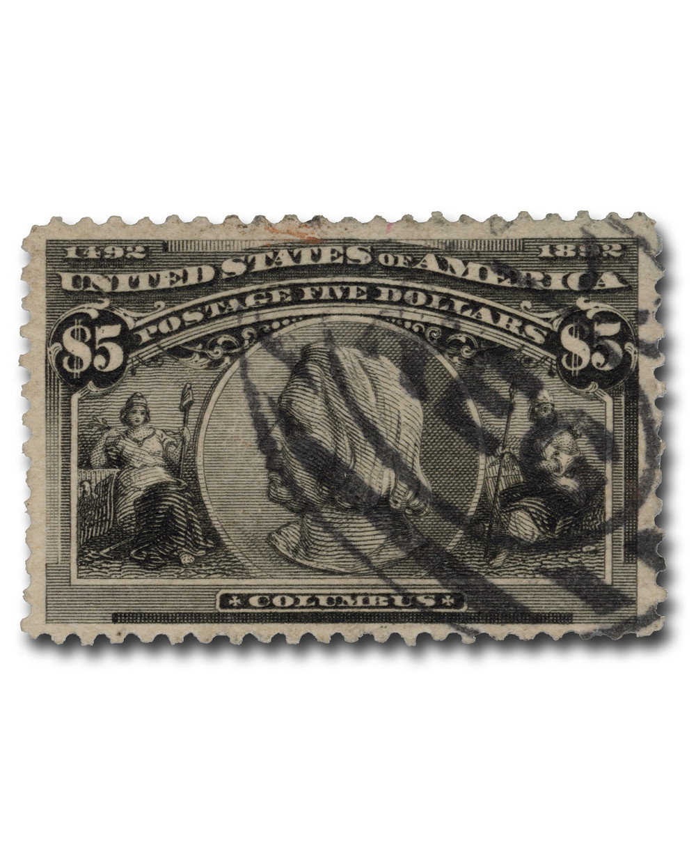 245 - 1893 $5 Columbus, Black - Mystic Stamp Company