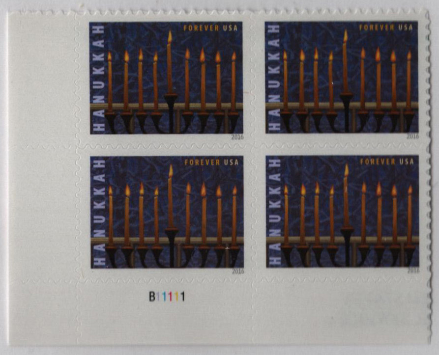 Selos Hanukkah Forever EUA - Folha Com 20 Unidades Scott 5153