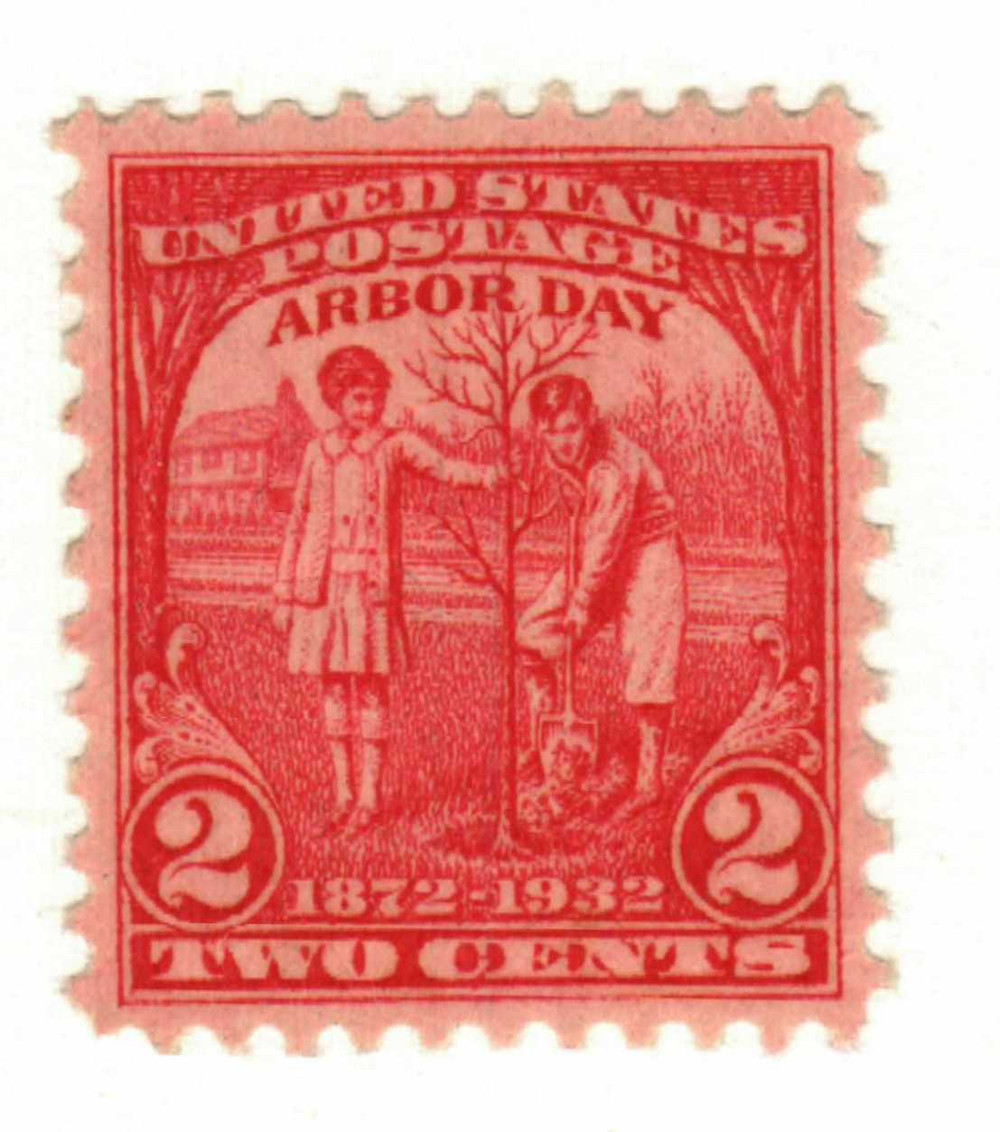717 - 1932 2c Arbor Day, Carmine Rose - Mystic Stamp Company