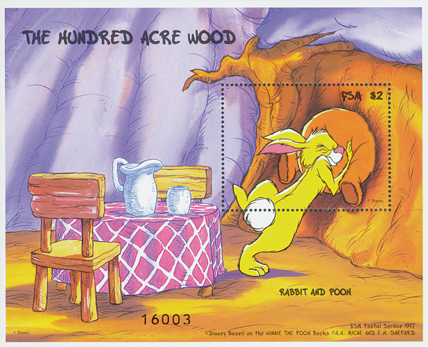 ベース My pooh MDS398C - Micronesia 1998 Rabbit & Pooh, S/S - Mystic Stamp Company