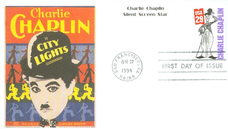 2821 - 1994 29c Silent Screen Stars: Charlie Chaplin - Mystic
