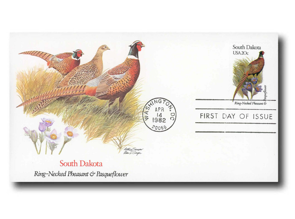 1993 - 1982 20c State Birds & Flowers: South Dakota - Mystic Stamp
