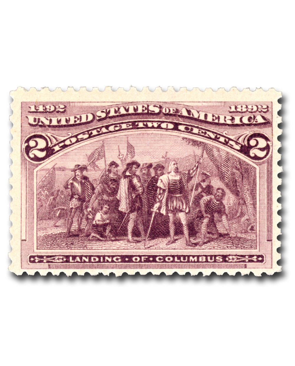 フェルナンド・コロンボ直筆サイン入り超大型写真…Fernanda Colombo 231 - 1893 2c Landing of Columbus, Brown Violet - Mystic Stamp Company