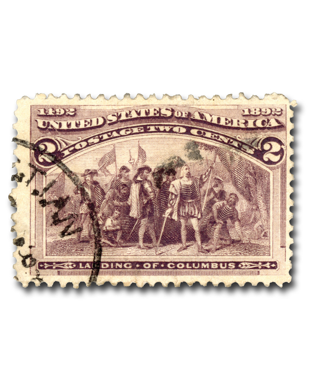 231 - 1893 2c Landing of Columbus, Brown Violet - Mystic Stamp Company