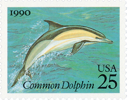 2511 - 1990 25c Sea Creatures: Common Dolphin - Mystic Stamp Company