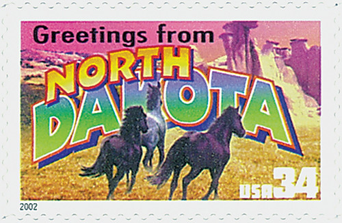 3594 - 2002 34c Greetings From America: North Dakota - Mystic