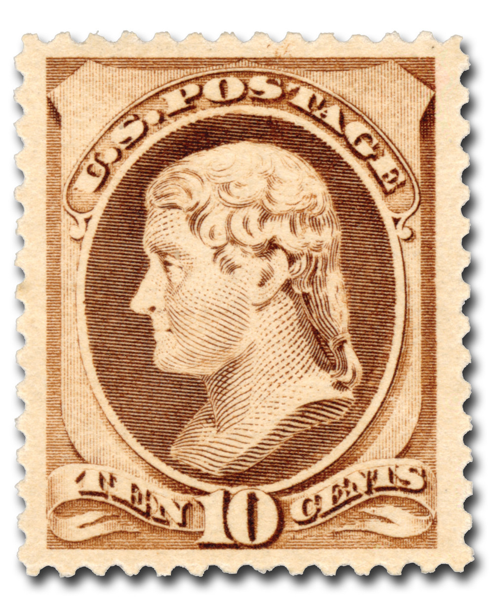 209 - 1882 10c Thomas Jefferson, Brown, Re-Engraved, Soft Paper
