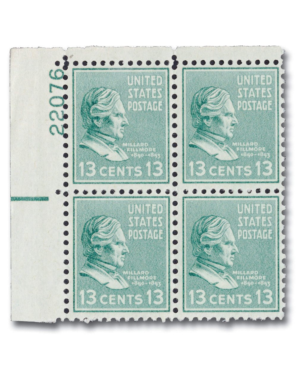 818 - 1938 13c Millard Fillmore, Blue Green - Mystic Stamp Company
