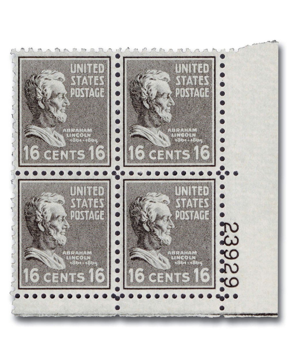 821 - 1938 16c Abraham Lincoln, Black - Mystic Stamp Company