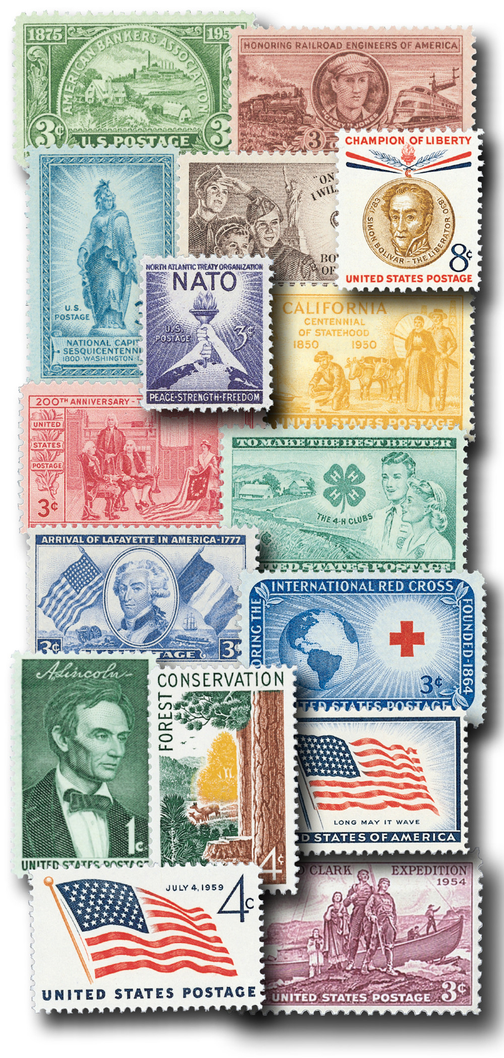 珍しい切手　アメリカ歴史 American Stamps Vintage American Bicentennial Stamps Strip of 4, July 4th, 1776, MNH